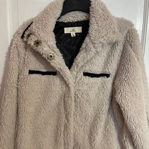 fur button up coat